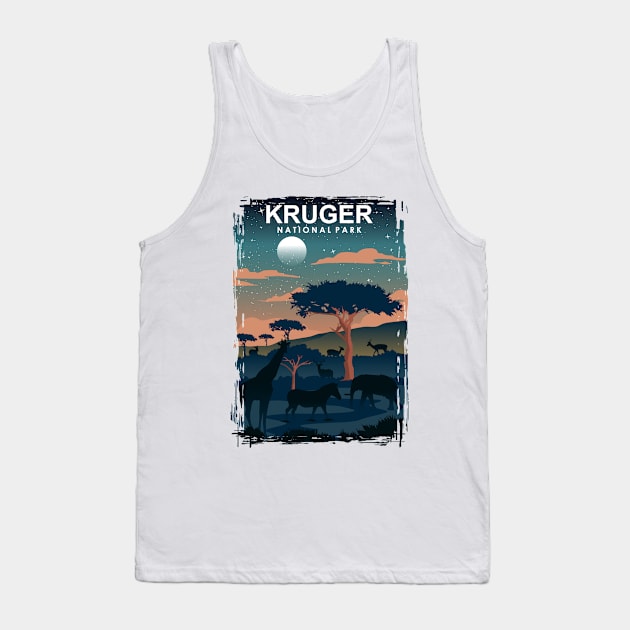 Kruger National Park Night Travel Poster South Africa Tank Top by jornvanhezik